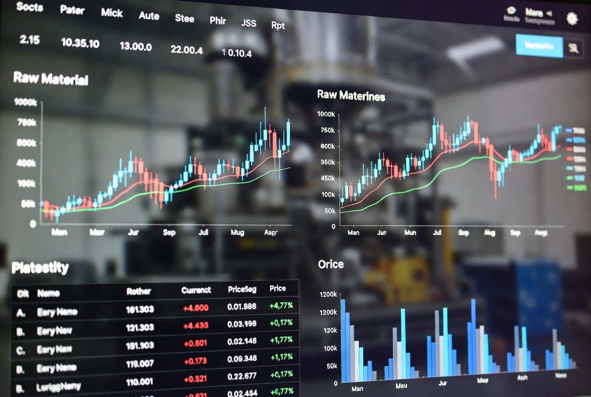 China sourcing agent a monitor screen showing a chart of the stock market