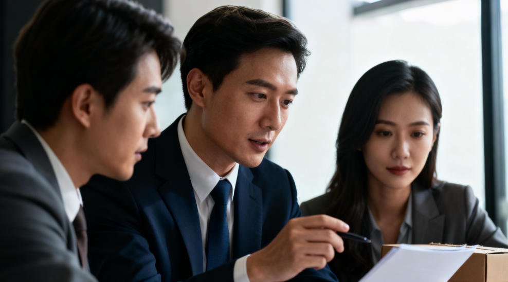 China sourcing agents discussing packaging design with client