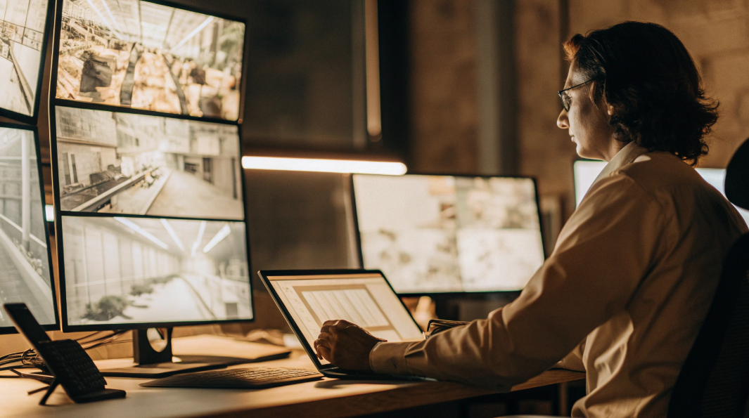 China Sourcing Agent sitting at a desk with a laptop