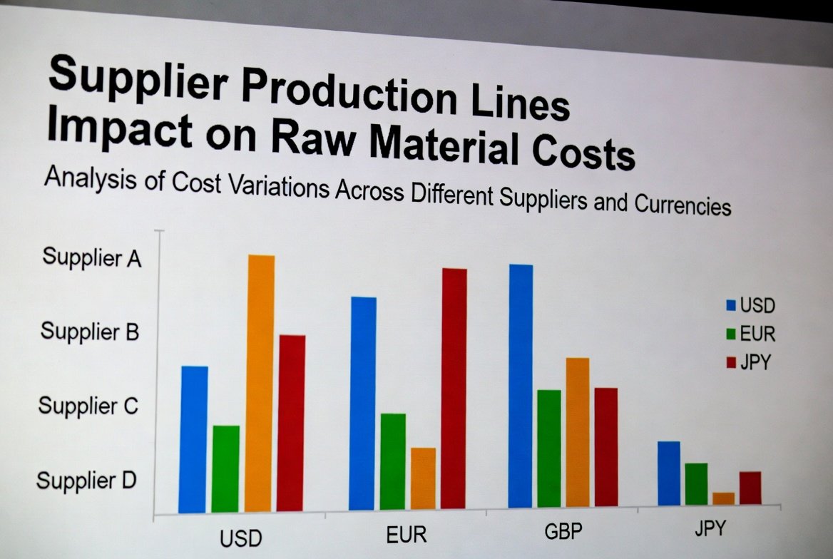 China sourcing agent a screen showing a chart of the production of raw materials