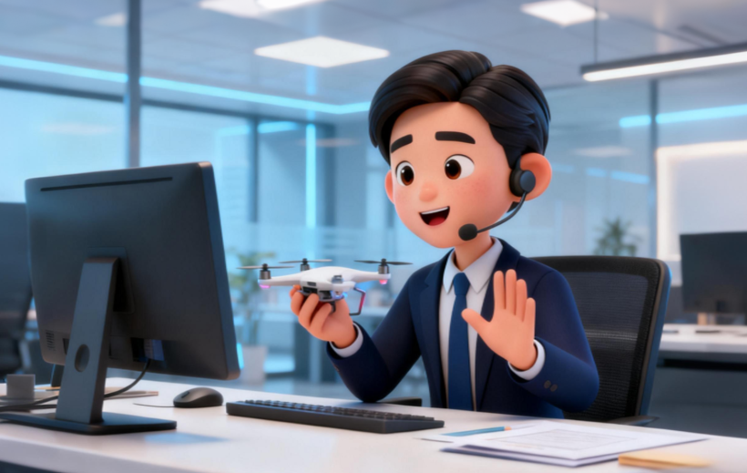 China sourcing agent is showing the drone to client