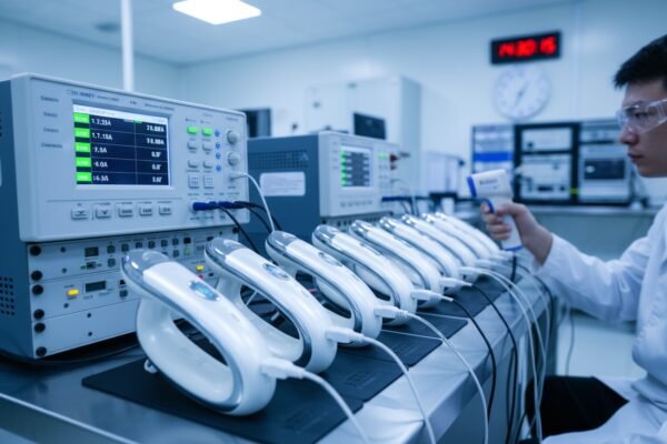 Consumer electronics quality checklist including AQL levels, battery performance, and safety compliance tests (ID#2)