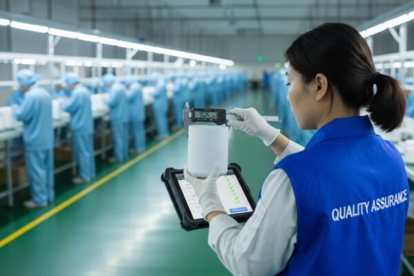 Sourcing agent verifying order quality before final payment to ensure product standards (ID#3)