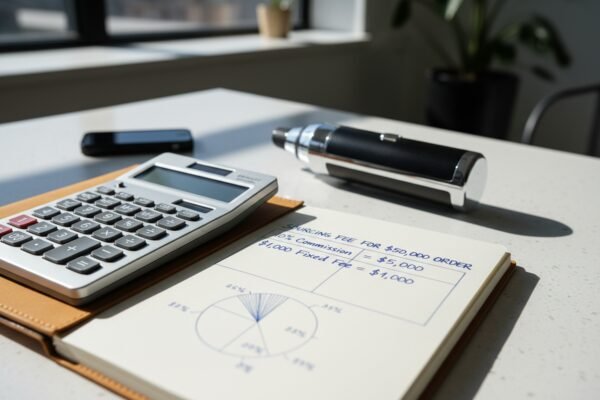 Determining cost savings between flat fee and percentage-based commission for sourcing (ID#2)