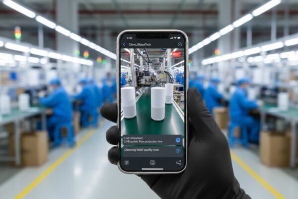 Transparent Sourcing Project Updates Sourcing agent providing transparent project updates through reporting schedules and visual evidence (ID#2)