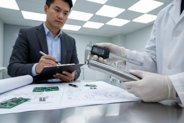 Sourcing agent performing quality control inspections and factory audits to prevent delivery delays (ID#4)