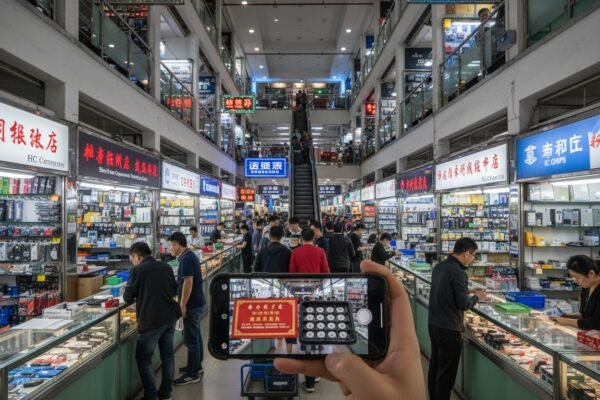 Verifying Huaqiangbei Market Connections Verifying sourcing agent connections in Huaqiangbei electronics market through video proof and references (ID#2)