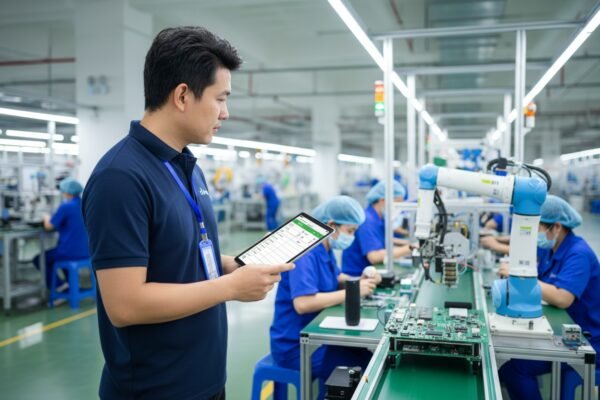 Sourcing agent conducting on-site factory audit and inspecting production lines in China (ID#2)