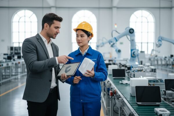 Sourcing agent coordinating order specification changes with a Chinese factory representative (ID#2)