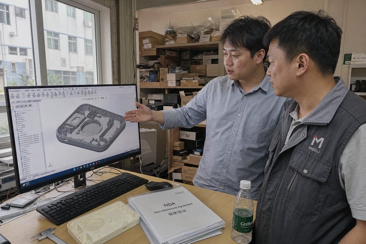 Custom Mold Development Capability Sourcing agent reviewing CAD files, DFM analysis, and mold steel options for custom development (ID#2)