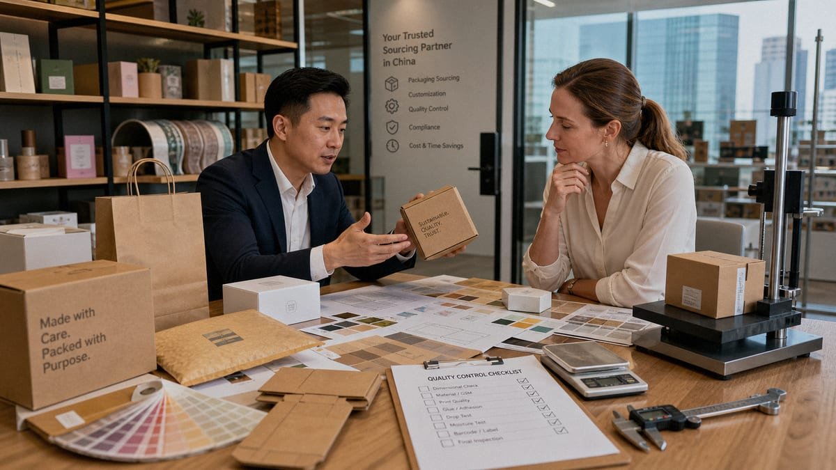 Sourcing agent customizing packaging with brand-accurate colors and dielines (ID#2)
