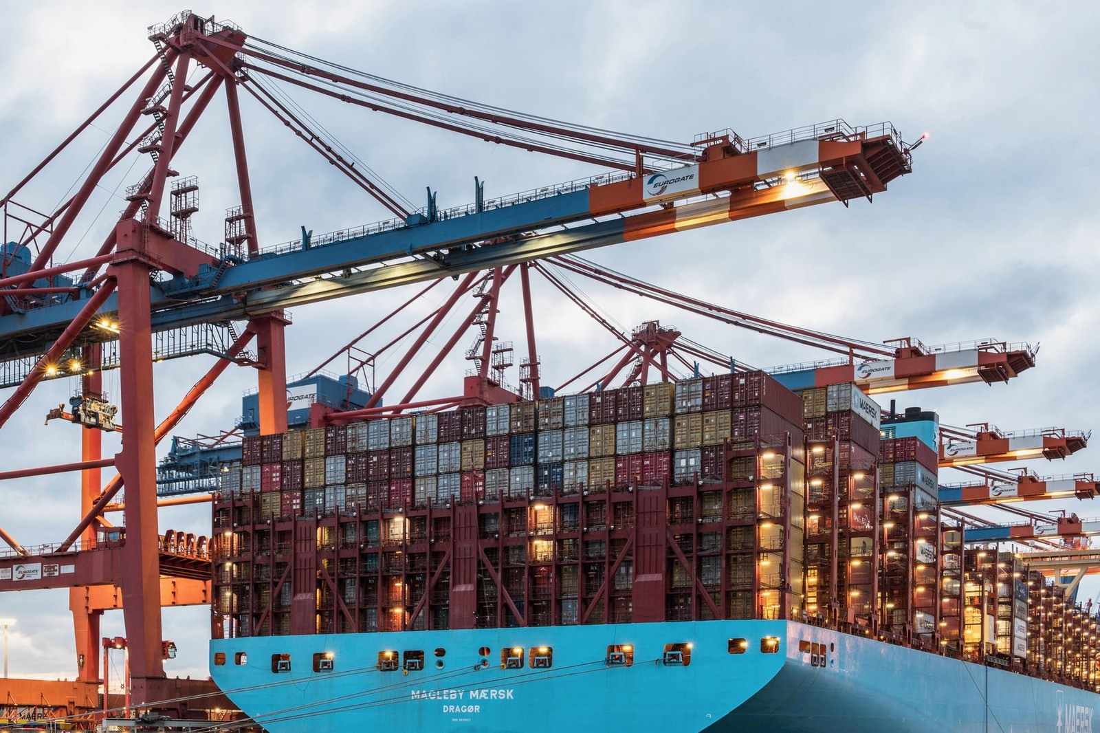 Container cranes at a port terminal