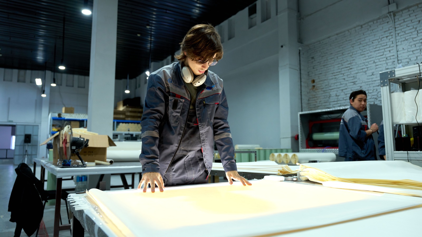 A quality inspector checking finished goods in a Chinese factory warehouse, the on-site verification step that a buyer's market makes mandatory