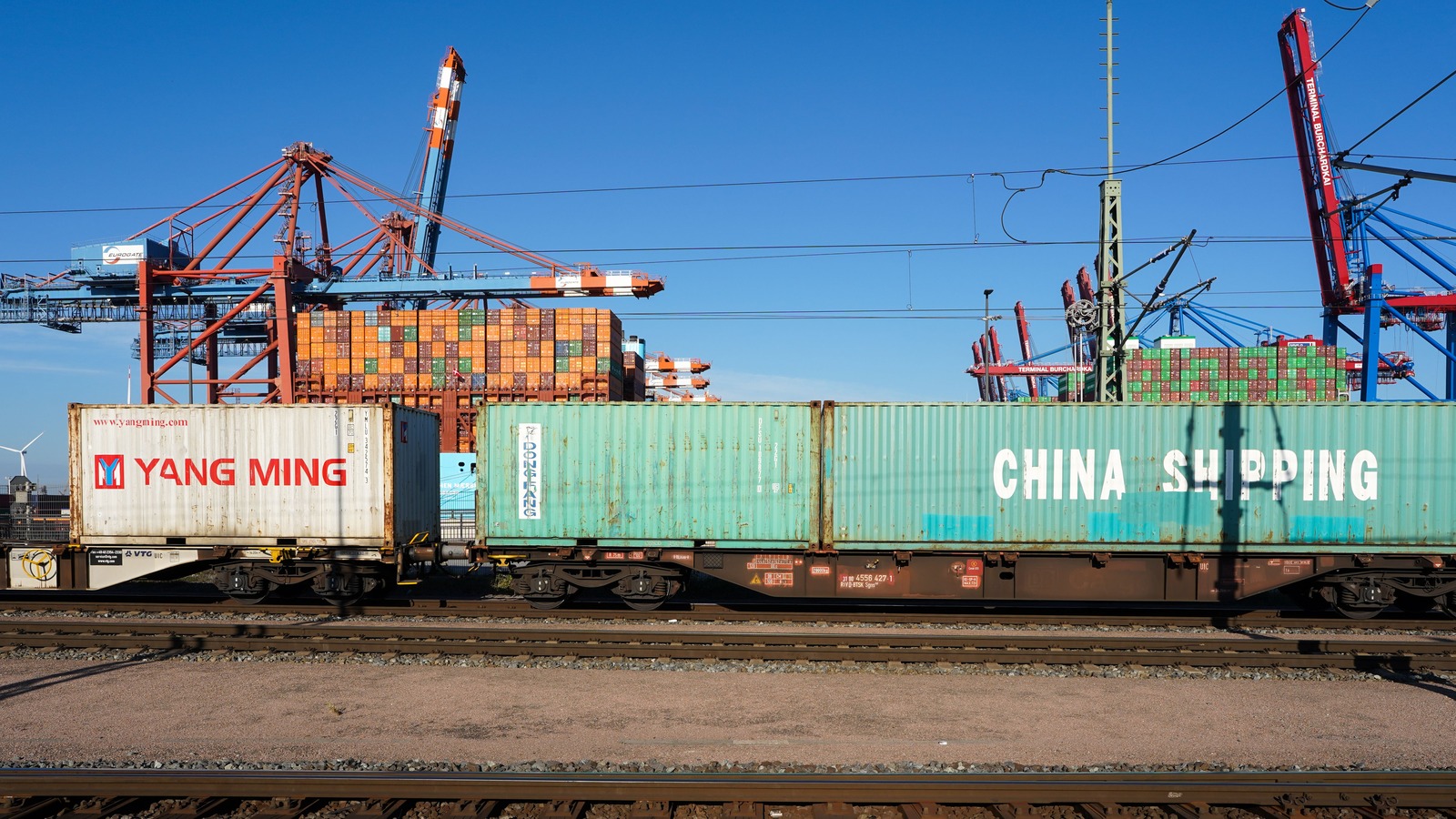 Container terminal and logistics yard where Chinese goods move into overseas markets